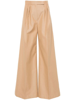 MAX MARA Beige Wide-Leg Cotton Trousers for Women - SS24