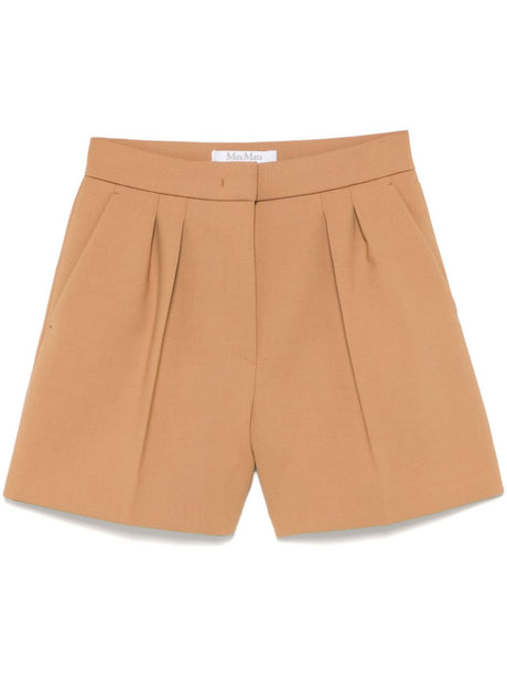 MAX MARA Camel Brown Wool Mini Shorts for Women