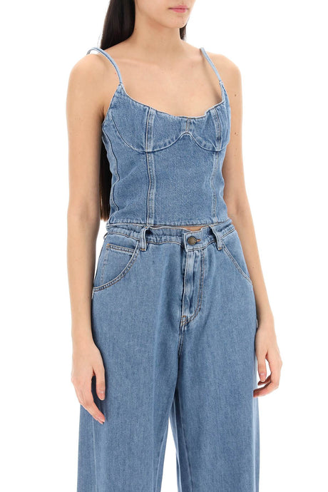 MAGDA BUTRYM Cropped Denim Bustier Top