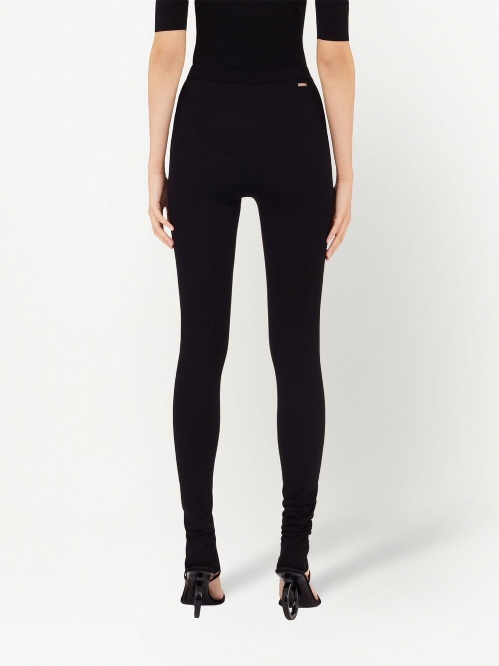 FERRAGAMO Stylish Black Logo-Plaque Leggings for Women - FW23