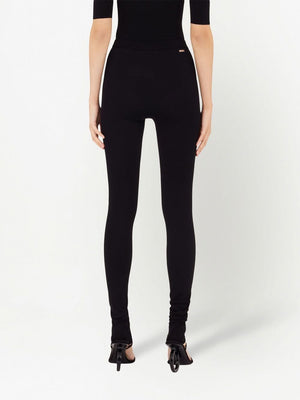 FERRAGAMO Stylish Black Logo-Plaque Leggings for Women - FW23