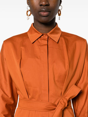 MAX MARA EARTH ORANGE COTTON MIDI SHIRTDRESS