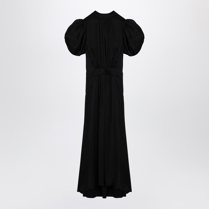 ROTATE BIRGERCHRISTENSEN Elegant Black Midi Dress with Puff Sleeves