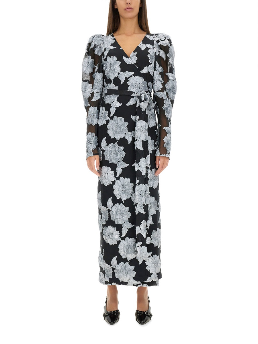 ROTATE BIRGERCHRISTENSEN Floral Long Dress - Regular Fit Size 34