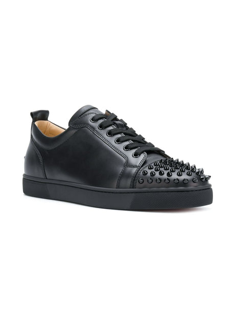 CHRISTIAN LOUBOUTIN Black Leather Men's Low-Top Sneakers - SS24 Collection