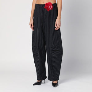 ROTATE BIRGERCHRISTENSEN Striped Loose Fit Cargo Trousers