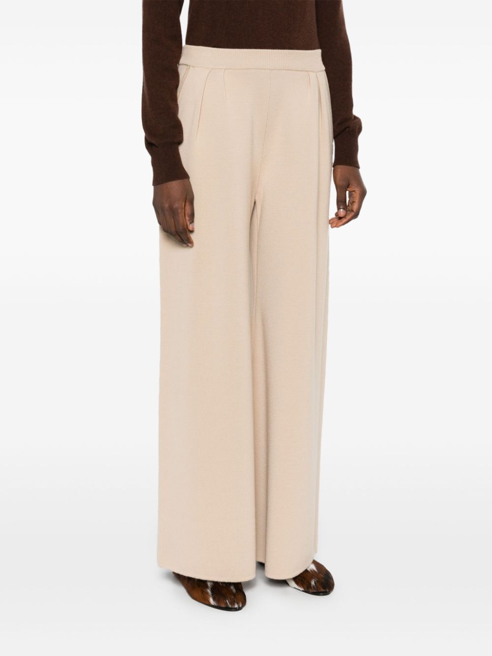 MAX MARA Wide-Leg Wool Trousers with Elastic Waistband