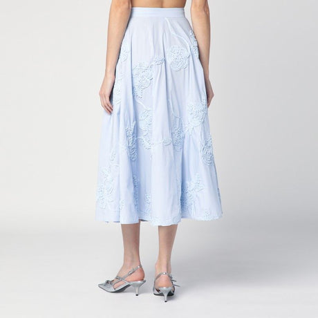 ROTATE BIRGERCHRISTENSEN Embroidered Midi Skirt with Side Pockets