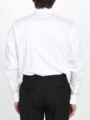 DIOR HOMME Classic White Cotton Shirt with Tonal Icon Embroidery