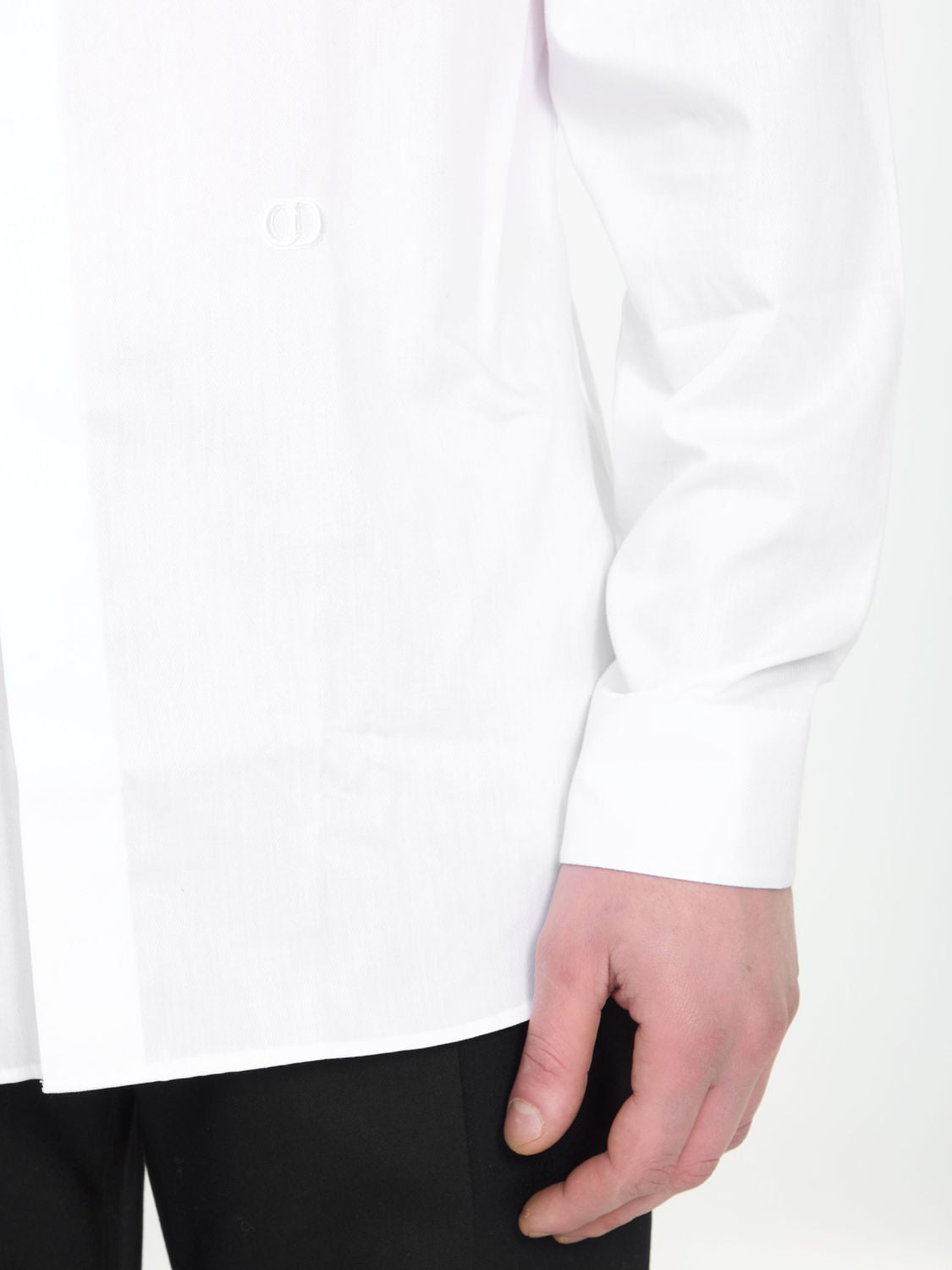 DIOR HOMME Classic White Cotton Shirt with Tonal Icon Embroidery