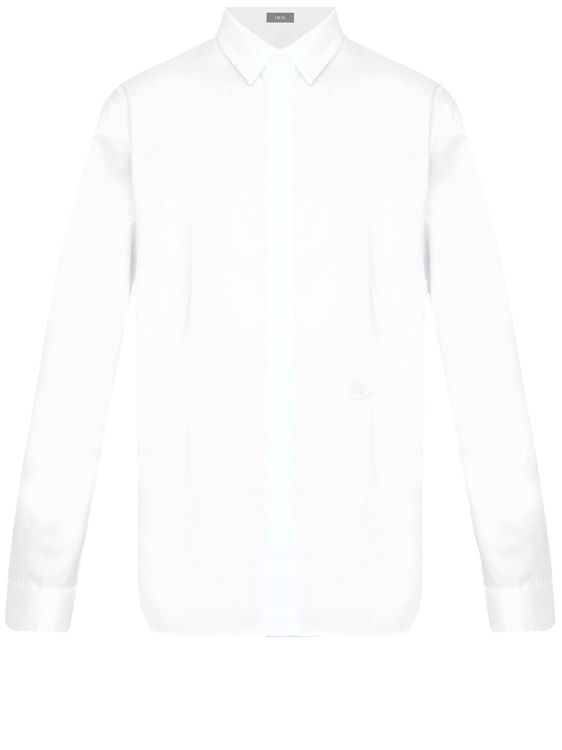 DIOR HOMME Classic White Cotton Shirt with Tonal Icon Embroidery