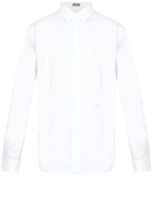 DIOR HOMME Classic White Cotton Shirt with Tonal Icon Embroidery