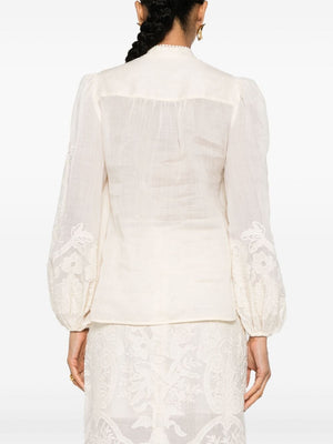 ZIMMERMANN Elegant Embroidered Linen Blouse