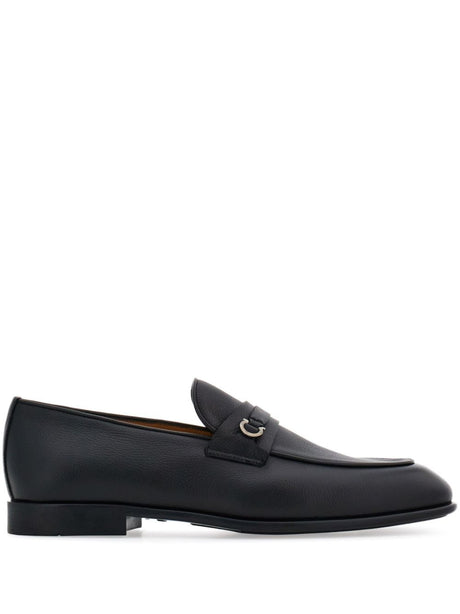 Ferragamo Hammered Leather Gancini Hook Loafers for Women