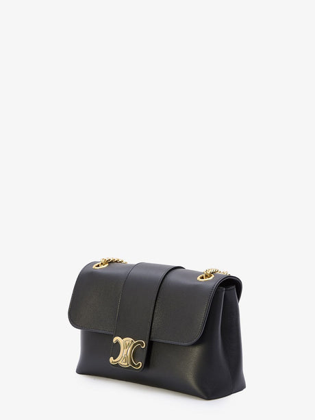 CELINE Victoire Medium Chain Shoulder Bag in Black Calfskin - 25x15x8cm