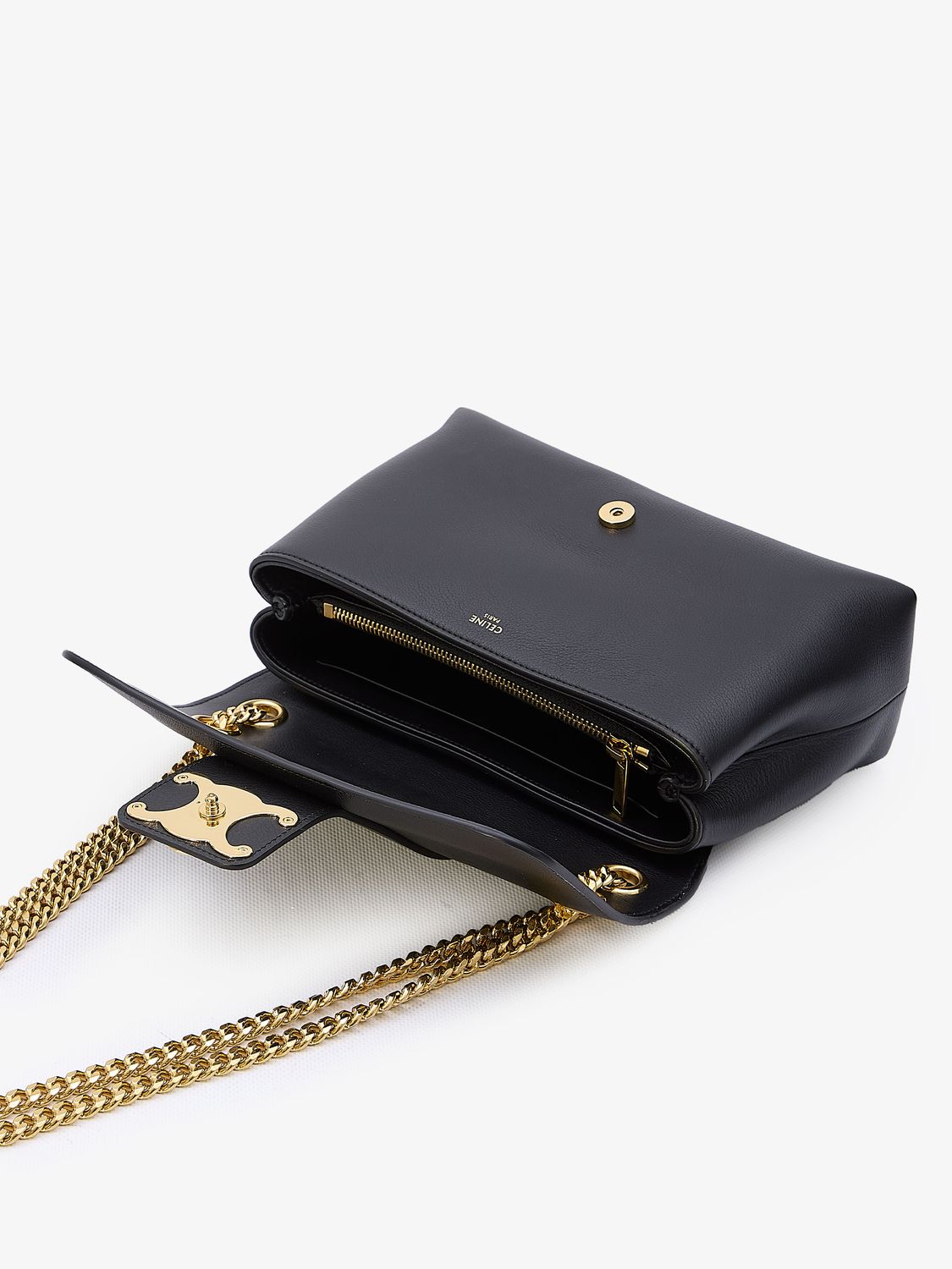 CELINE Victoire Medium Chain Shoulder Bag in Black Calfskin - 25x15x8cm