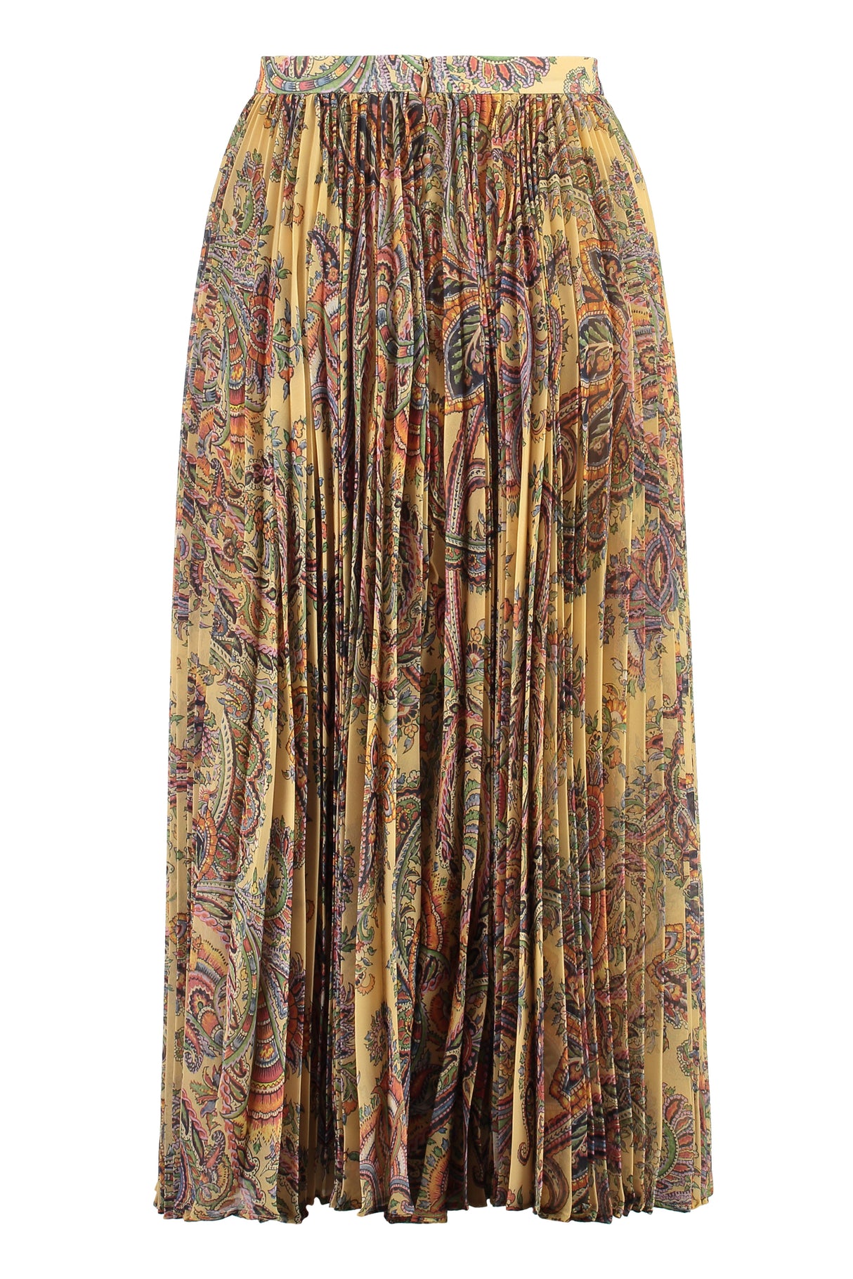 ETRO Printed Pleated Skirt in Tan: FW23 Collection