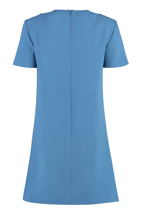 فستان صوف أزرق بأزرار ديكورية للنساء - موسم FW23