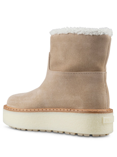 PRADA Suede Ankle Boots with Cozy Shearling Lining for Men