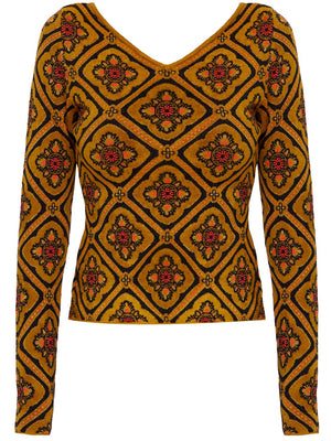 ETRO Luxurious Brown Jacquard Sweater for Women - FW2023