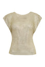 PHILOSOPHY DI LORENZO SERAFINI Sparkling Gold Mesh Top with Rhinestone Appliques for Women - SS24 Collection