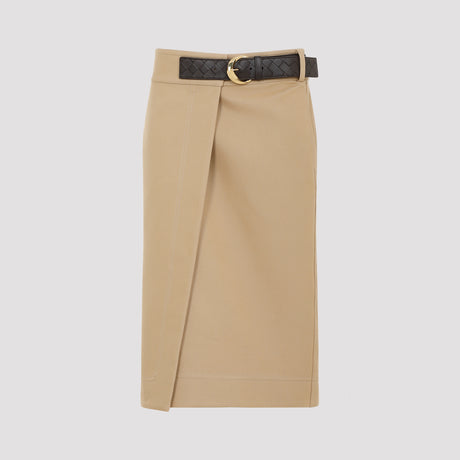 BOTTEGA VENETA Canvas Midi Skirt for Modern Elegance