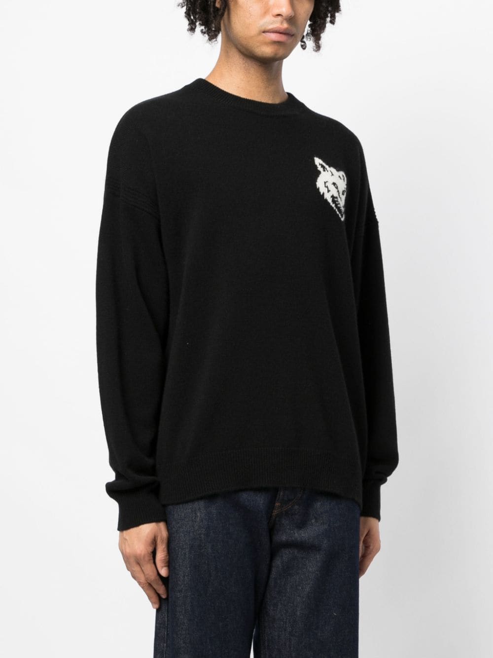 MAISON KITSUNÉ Fox Intarsia Wool Knitted Jumper for Men