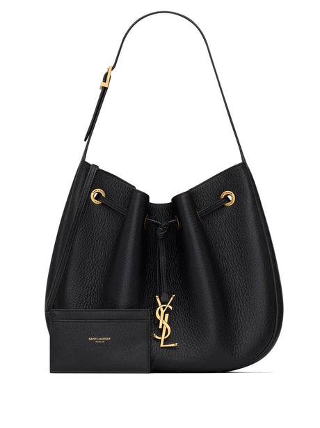 SAINT LAURENT PARIS Mini Grained Leather Hobo Handbag