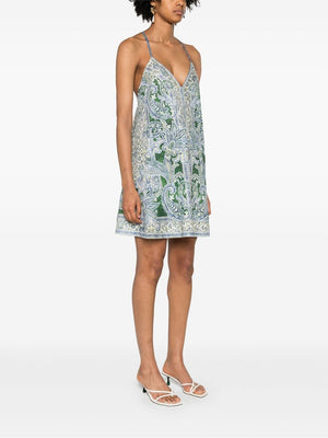 ZIMMERMANN Ottie Green Linen Mini Dress