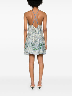 ZIMMERMANN Ottie Green Linen Mini Dress