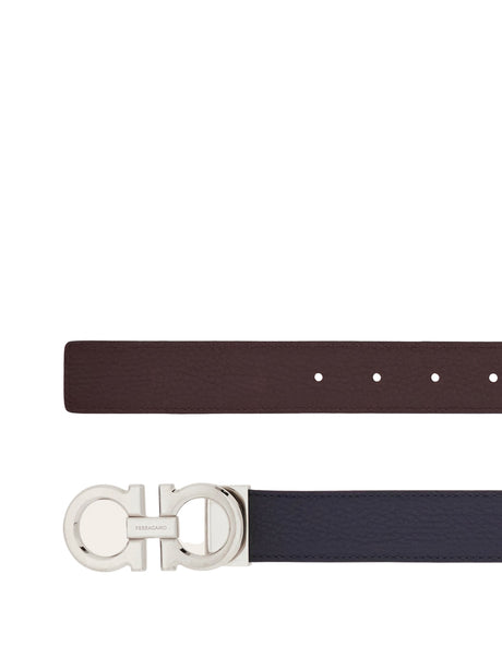 Ferragamo Reversible Adjustable Leather Gancini Hook Belt