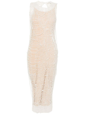 MAX MARA SPORTMAX Embroidered Silk Dress with Faux-Pearl Detailing for Women