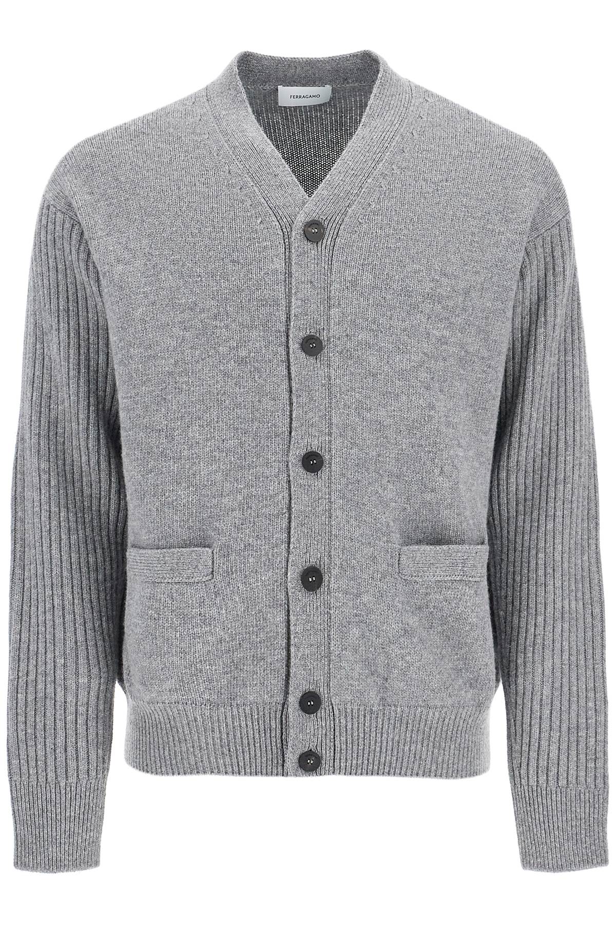 FERRAGAMO Luxury Wool Cardigan with Elbow Patches