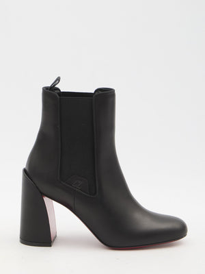 CHRISTIAN LOUBOUTIN Curved Toe Ankle Boots with Side Elastic Inserts and 8.5cm Heel