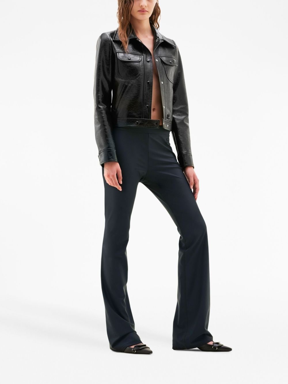 COURREGÈS Black Trucker Vinyl Jacket for Women - SS24 Collection