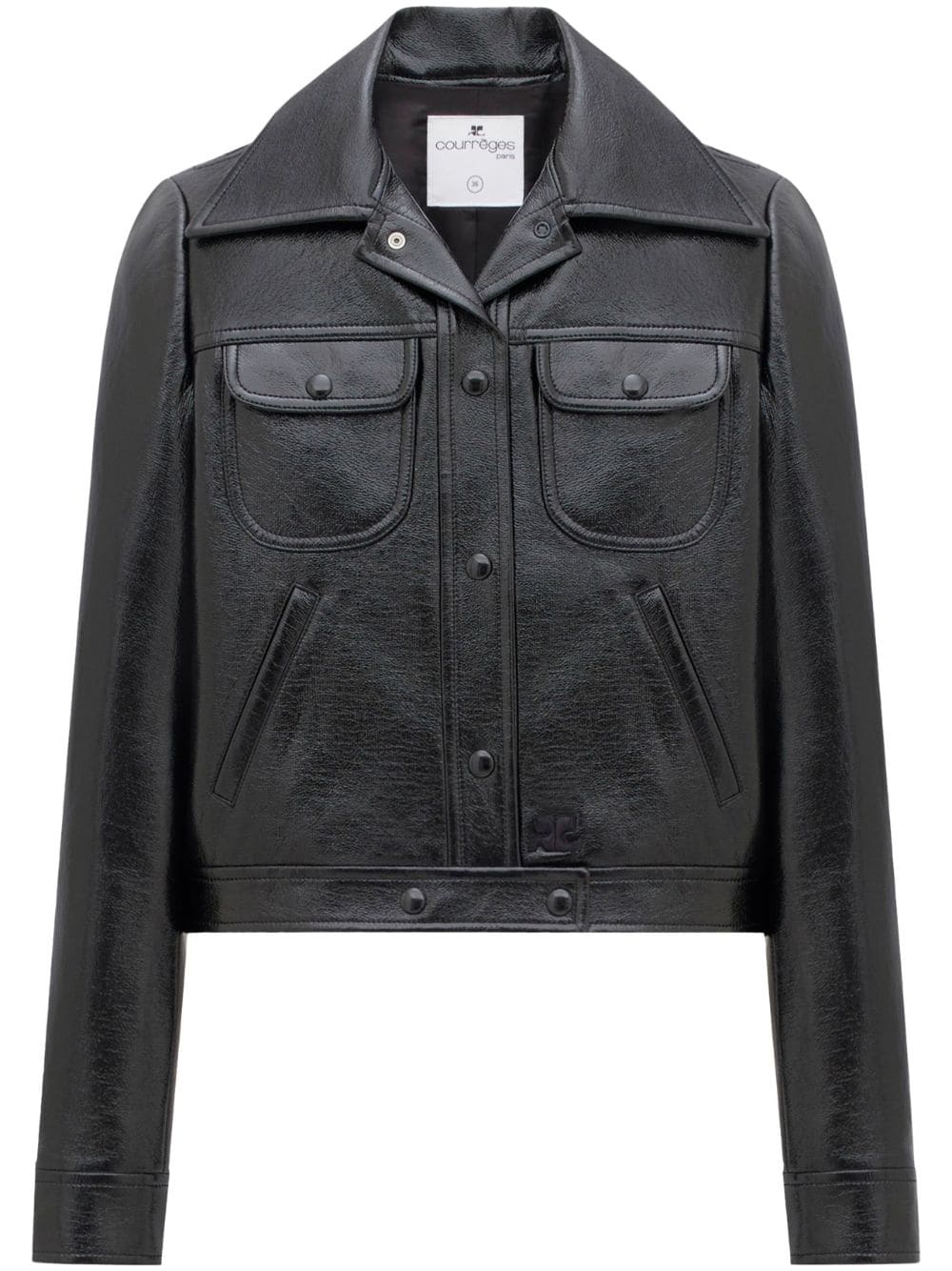 COURREGÈS Black Trucker Vinyl Jacket for Women - SS24 Collection