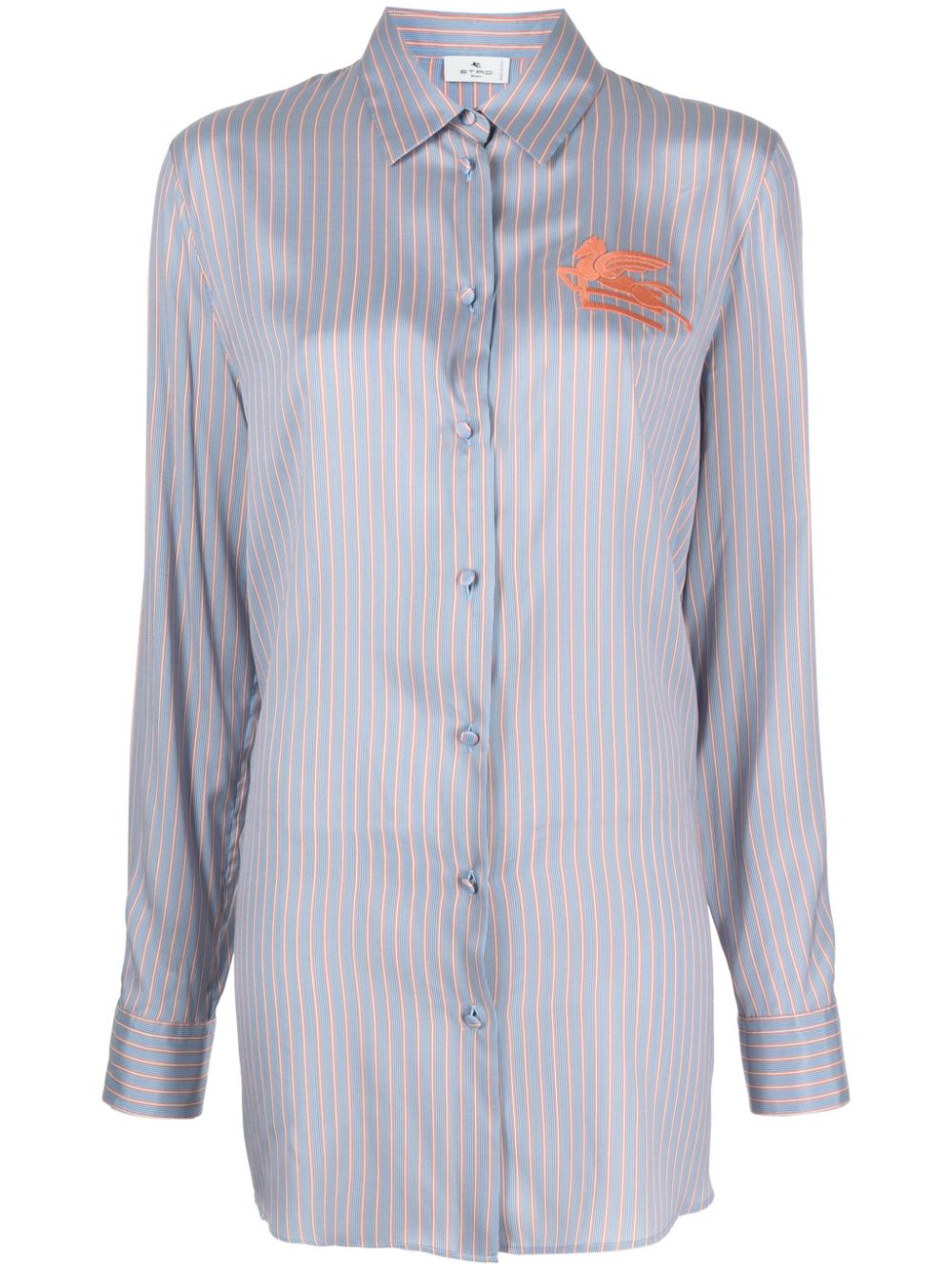 时尚蓝橙丝绸女士设计师衬衫- FW23系列
