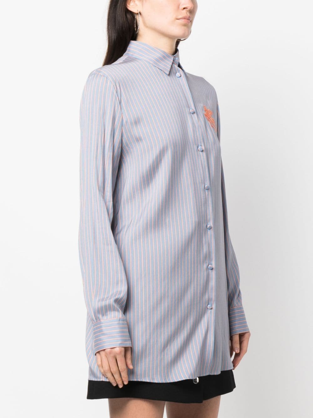 时尚蓝橙丝绸女士设计师衬衫- FW23系列