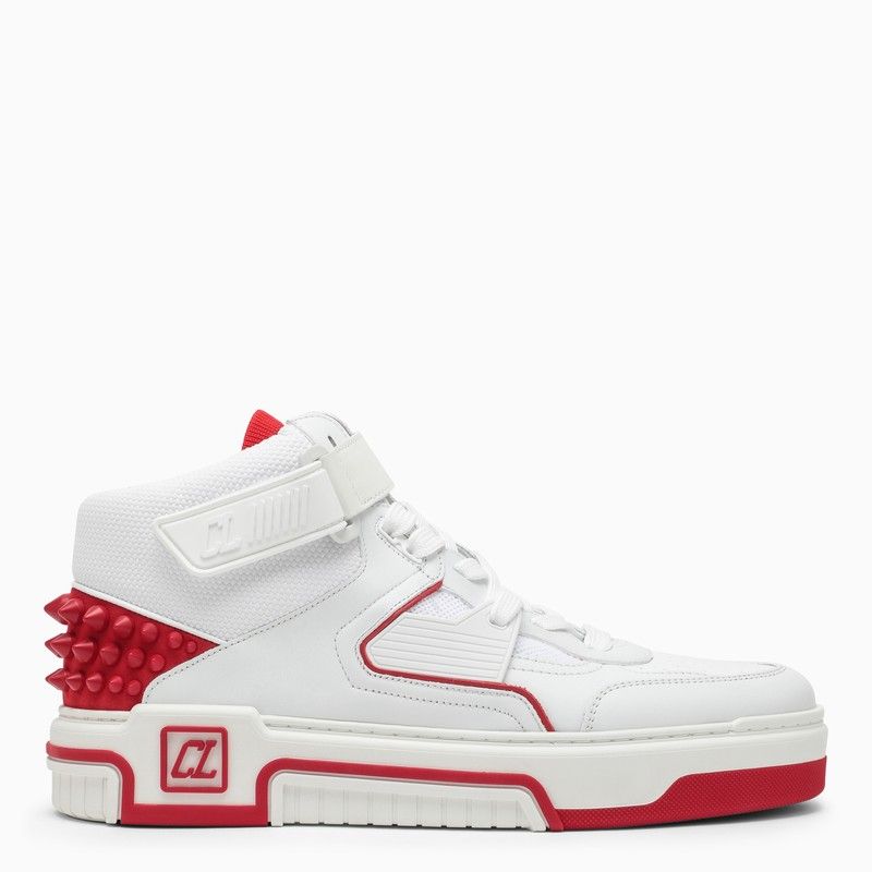 CHRISTIAN LOUBOUTIN Men's White and Red Perforated Leather Sneakers for SS24