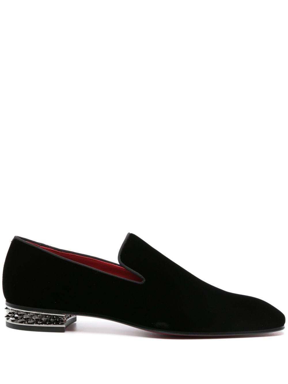 Black Velvet Stacked Heel Spike Stud Shoes