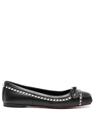 CHRISTIAN LOUBOUTIN Black Leather Spike Sandals for Women