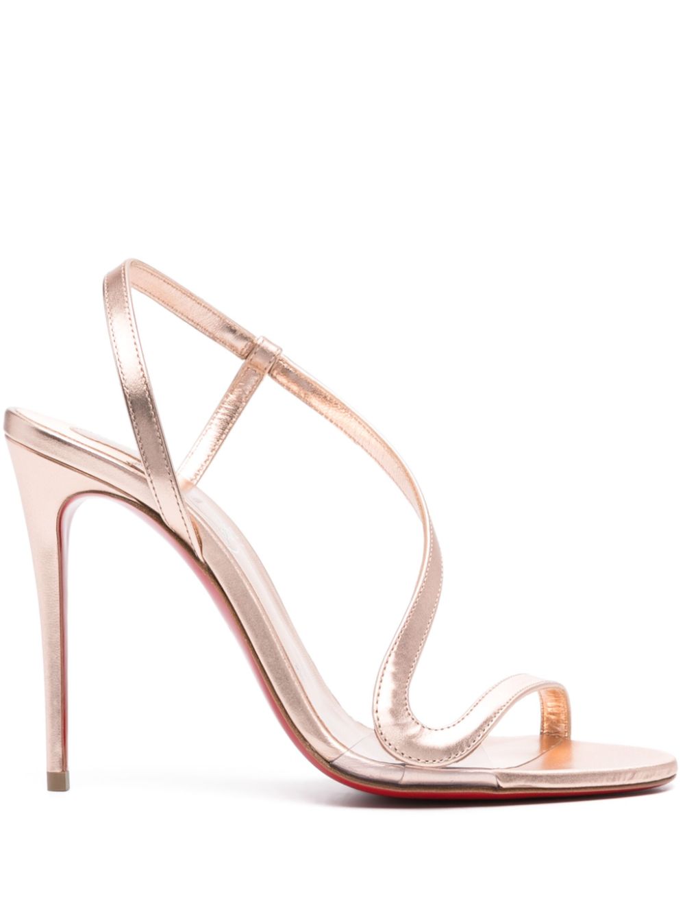 Salmon Pink Leather Sandals with 100mm Stiletto Heel
