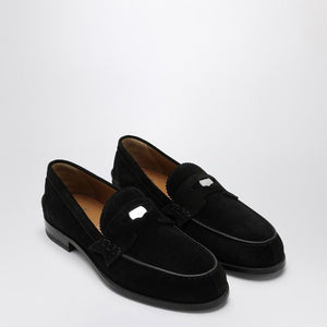 CHRISTIAN LOUBOUTIN Elegant Black Suede Penny Loafers for Men