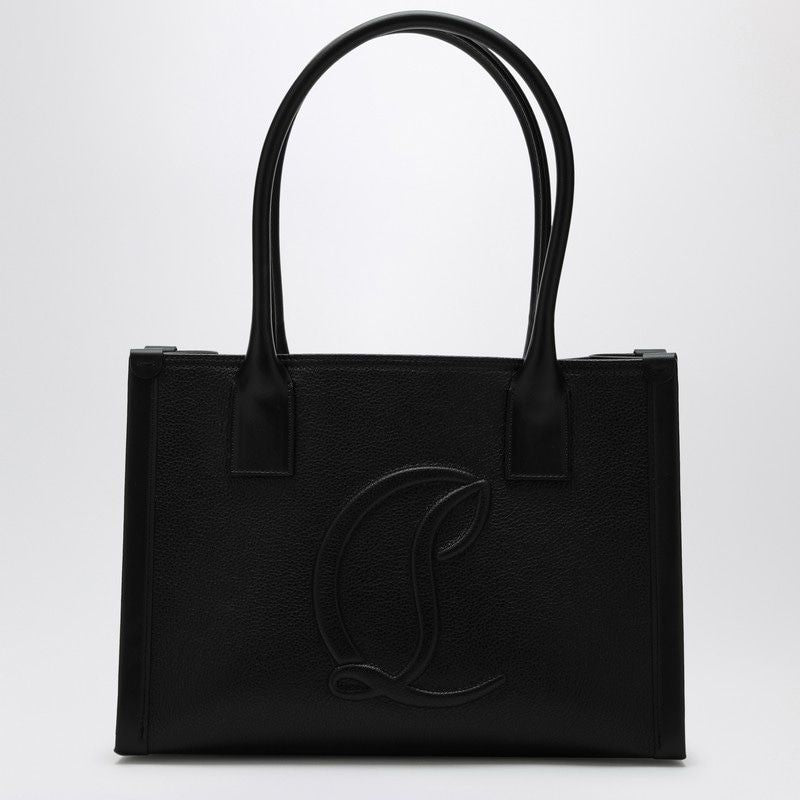 CHRISTIAN LOUBOUTIN Elegant Black Leather Mini Tote with Red Interior