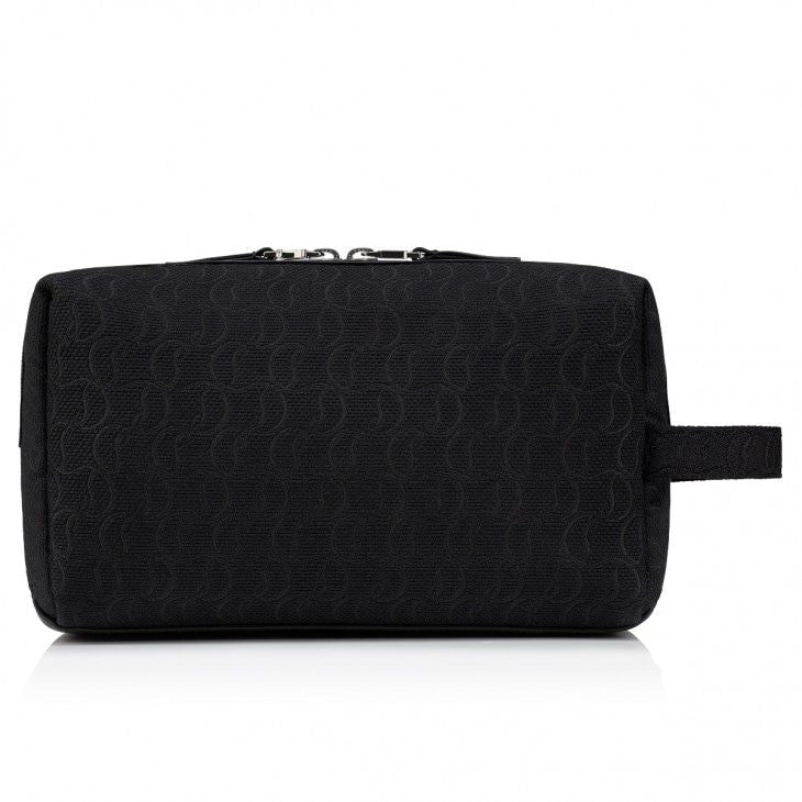 CHRISTIAN LOUBOUTIN Black Leather Zip Pouch for Men - SS24 Collection