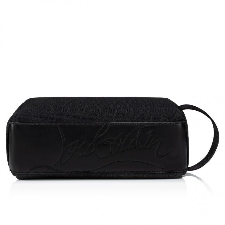 CHRISTIAN LOUBOUTIN Black Leather Zip Pouch for Men - SS24 Collection