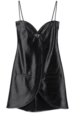 ビニールエリプスミニノースリーブドレス - ブラック