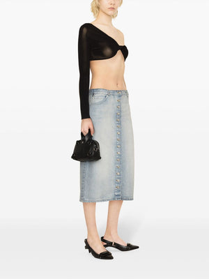 COURREGÈS Clear Blue Denim Midi Skirt for Women - SS24 Collection