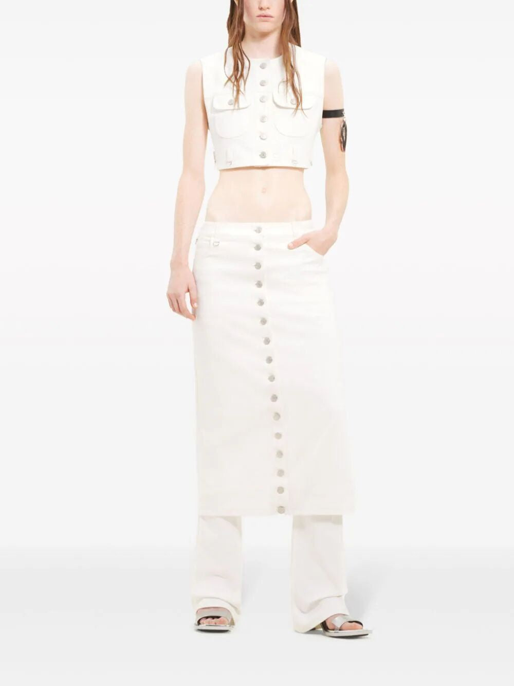 COURREGÈS White Denim Midi Skirt for Women - SS24 Collection