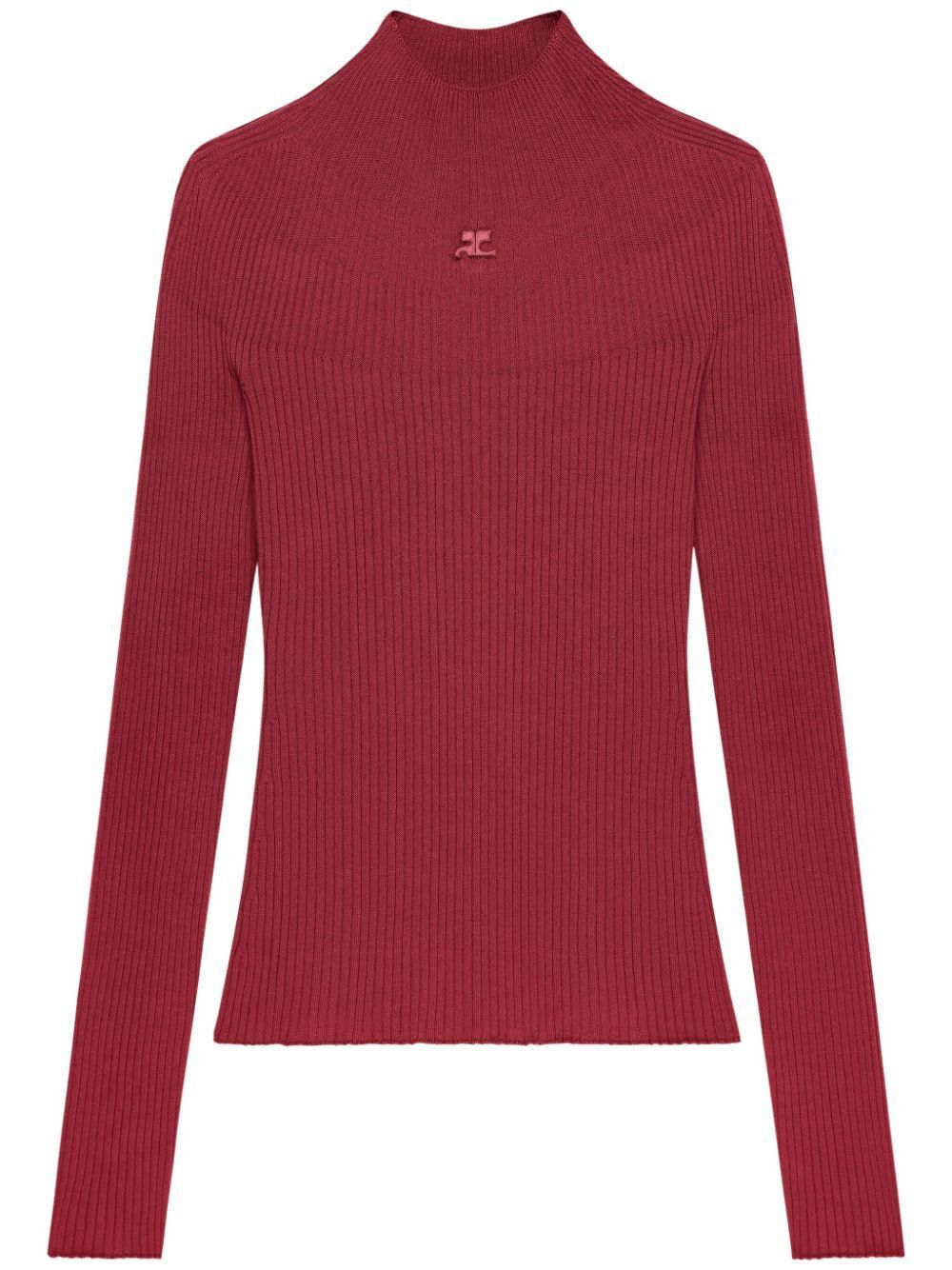 COURREGÈS Mockneck Light Rib Sweater for Women